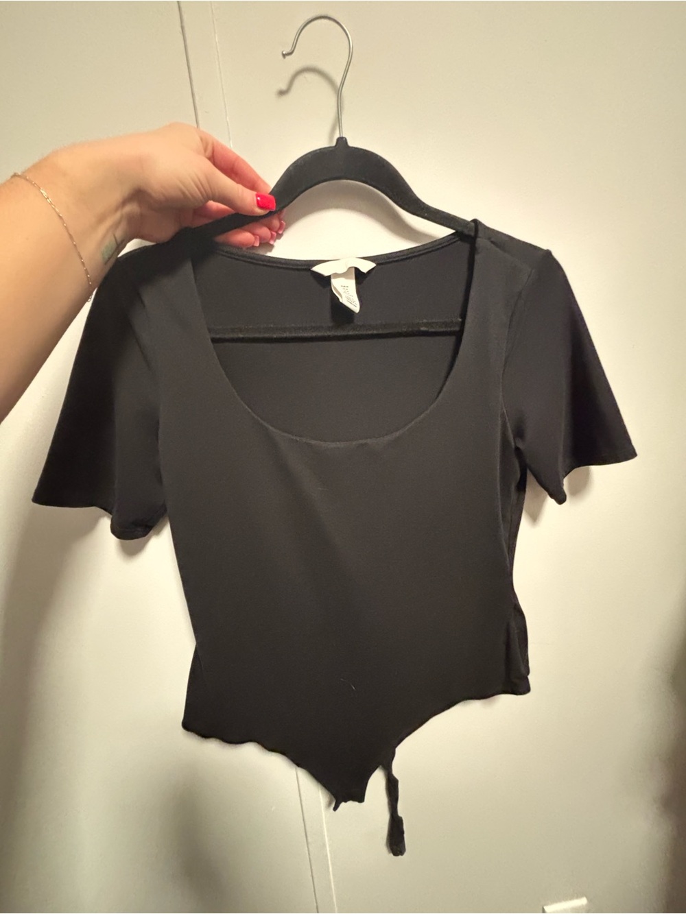 H&M Black Scoop Neck Short Sleeve Bodysuit